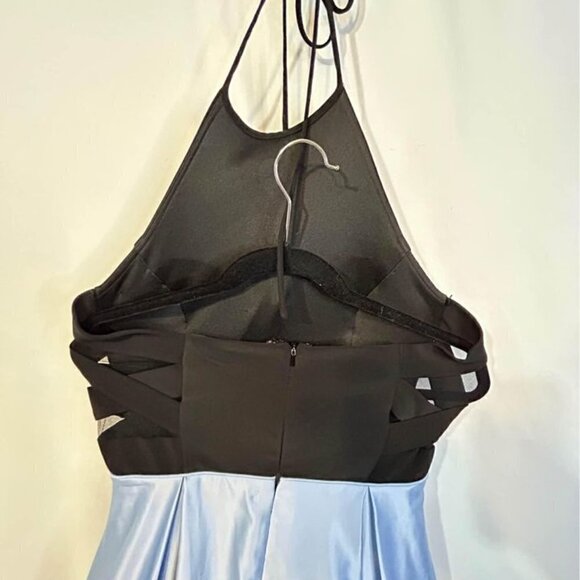 Long satin cut out halter ball gown. Size 9/10. Excellent condition. Built in br - Picture 7 of 12